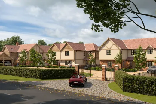 Clatterbury Lane gated development of five homes in Clavering, Essex